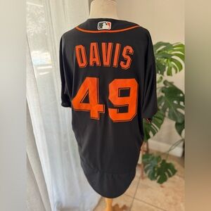 SF Giants Baseball Player Worn MLB Nike Black‎ and Orange Athletic Jersey #49